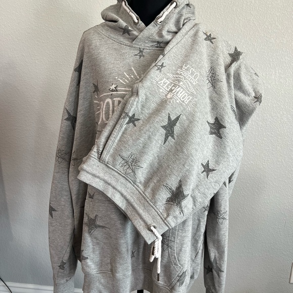 Gray Star Patterned Hoodie - Picture 1 of 13